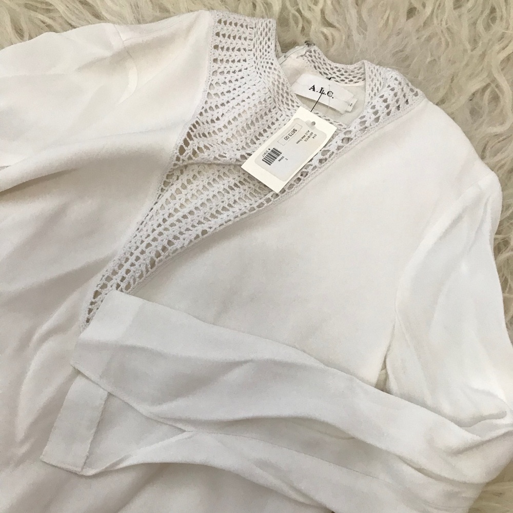 A.L.C. Allie crochet-paneled crepe mini dress - Picture 3 of 7